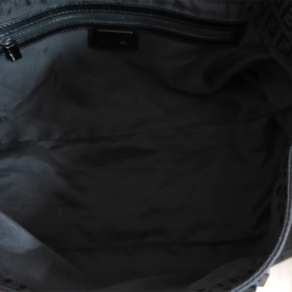 FENDI Bag Zucchino Black x Silver Hardware Canvas Leather Shoulder Handbag Ladie - Picture 4 of 5